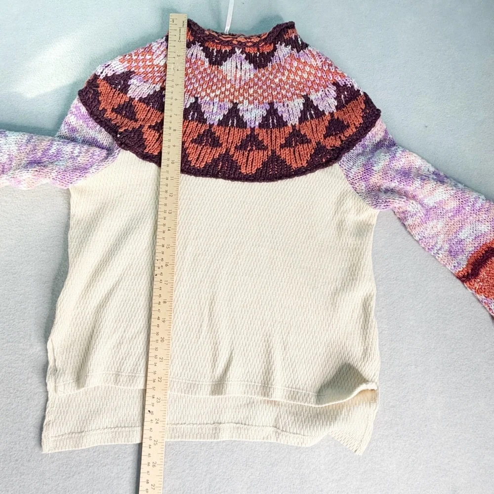 Free People Swit The Small Stuff Sweater XS Femme Nordic Mock Neck Fair Isle